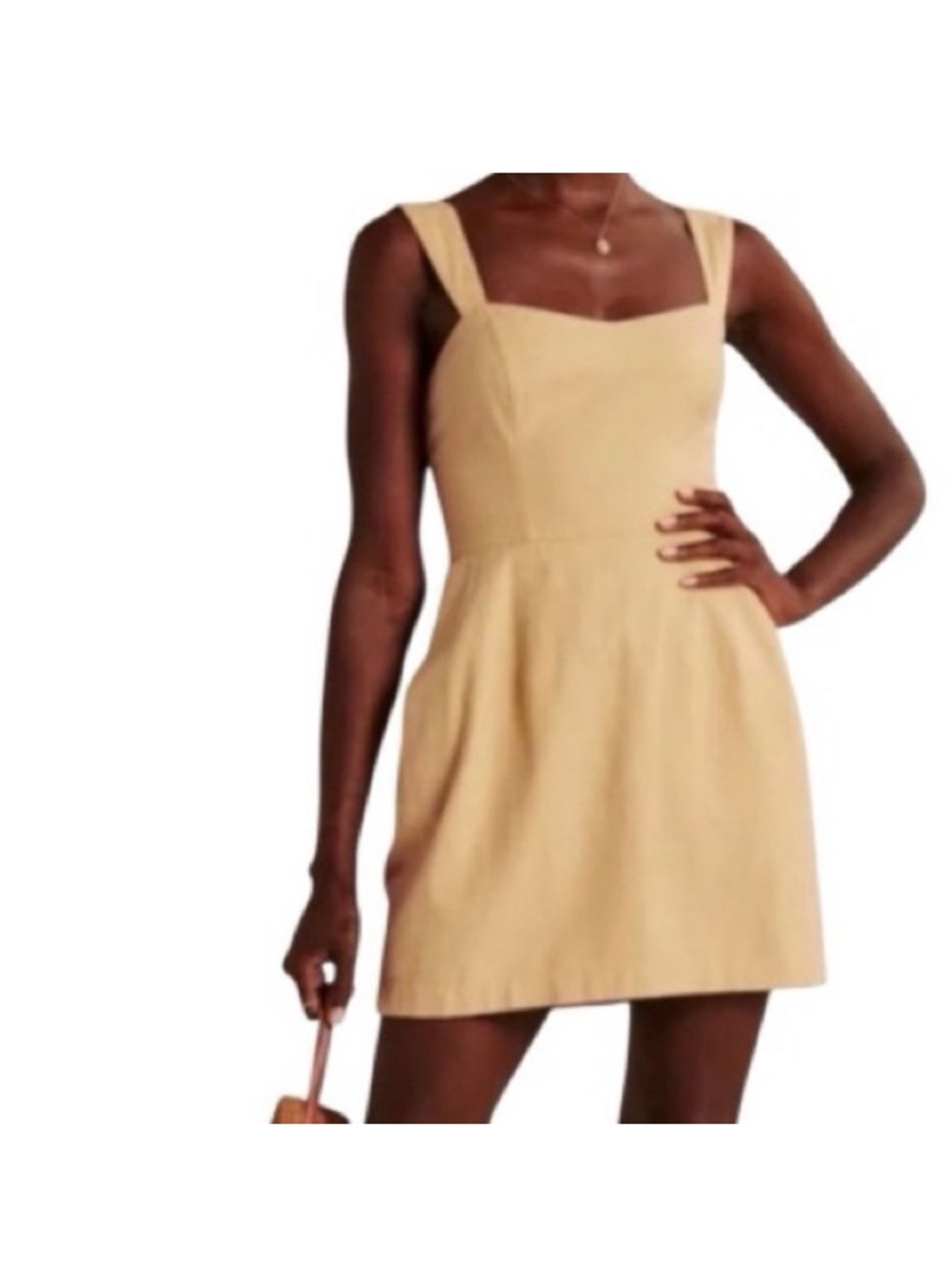 Abercrombie & Fitch Mustard Yellow Strapless Square-Neck Mini Dress